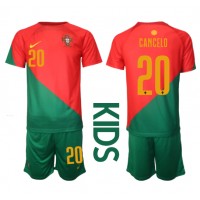 Camisa de Futebol Portugal Joao Cancelo #20 Equipamento Principal Infantil Mundo 2022 Manga Curta (+ Calças curtas)